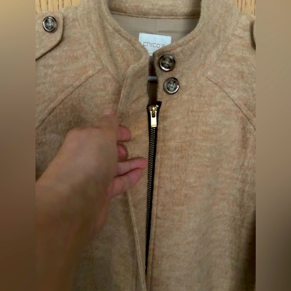 CHICOS Boiled Wool Camel Jacket, with a FREE Wool Scarf as a Bonus! - Picture 8 of 16